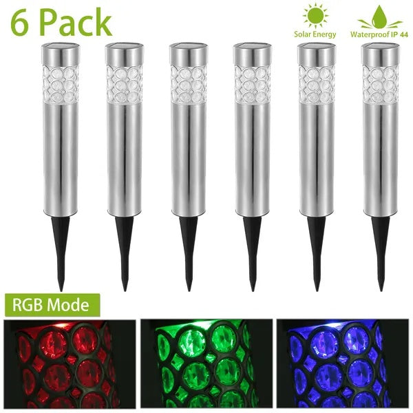 6-Pack Solar Garden Lights — RGB Waterproof IP44