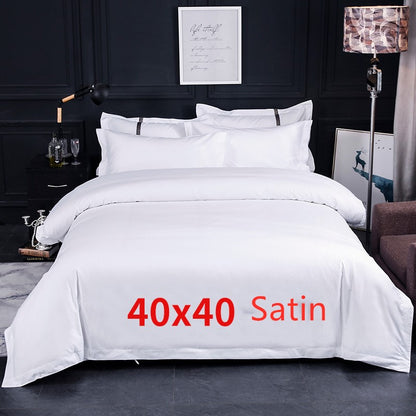 Luxury hotel bedding set white satin cotton styled bed