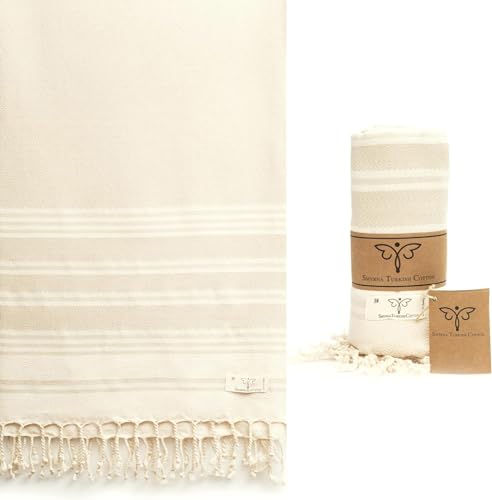 Turkish XL sand free beach towel spread on sand
