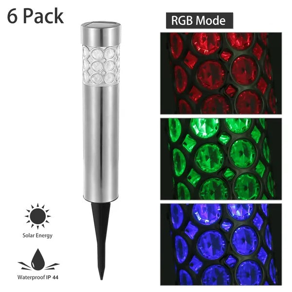 6-Pack Solar Garden Lights — RGB Waterproof IP44