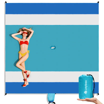 Sandproof beach blanket corner folded showing texture