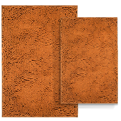 Champagne luxury bathroom rug set on bathroom floor