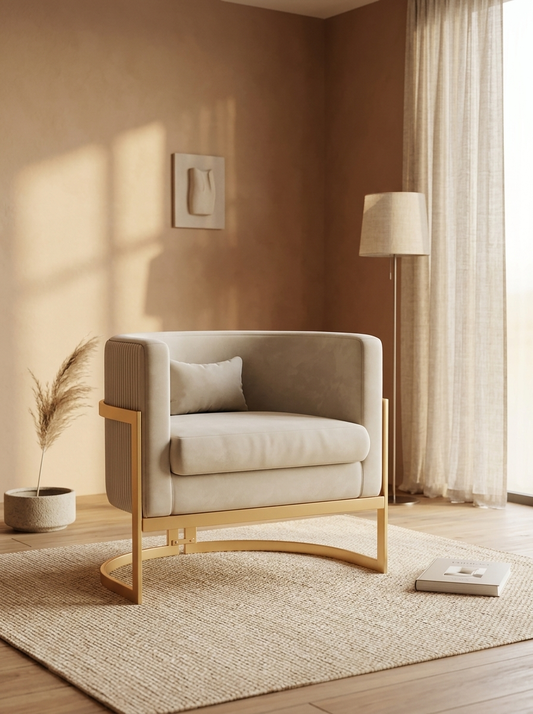 Sillón Barril Terciopelo - Patas Doradas